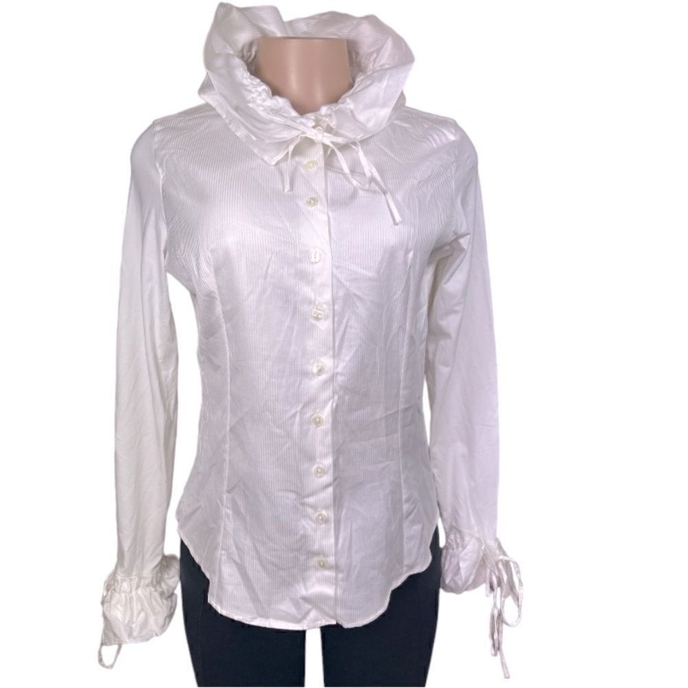 NWT- Anne Fontaine Arielle White Ruffle Top